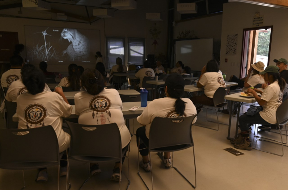 Muwekma youth members presenting their camera-trap findings. Photo by Marina Luccioni.