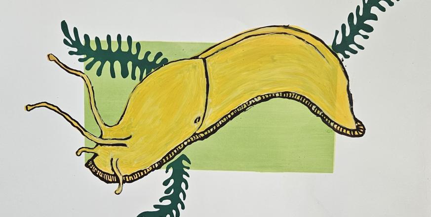 Vintage poster for the docent class with a hand printed banana slug