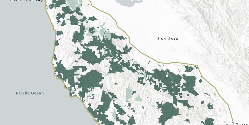 Map of protected lands in Santa Cruz Mountains