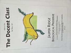 Vintage poster for the docent class showing a hand-printed banana slug