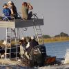 Boating upriver in Botswana