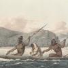 Native people in a reed boat