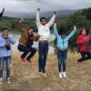 Students jumping for joy at Jasper Ridge